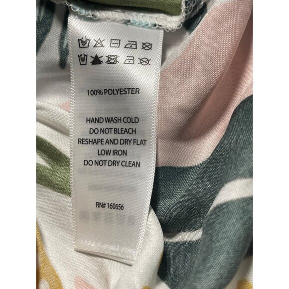 Happily Grey Tropical Print Wide Leg Pants Womens XL Flowy Lightweight Polyester - Picture 8 of 8